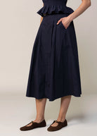 swatch_Navy sadie and sage cotton midi skirt