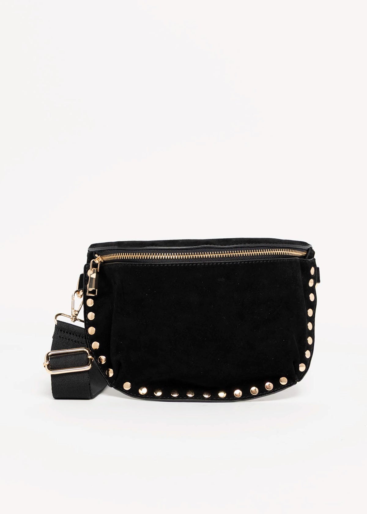 swatch_Black gizelle studded suede crossbody bag