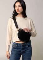 swatch_Black gizelle studded suede crossbody bag