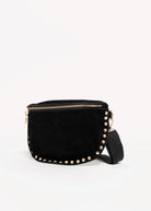 swatch_Black gizelle studded suede crossbody bag