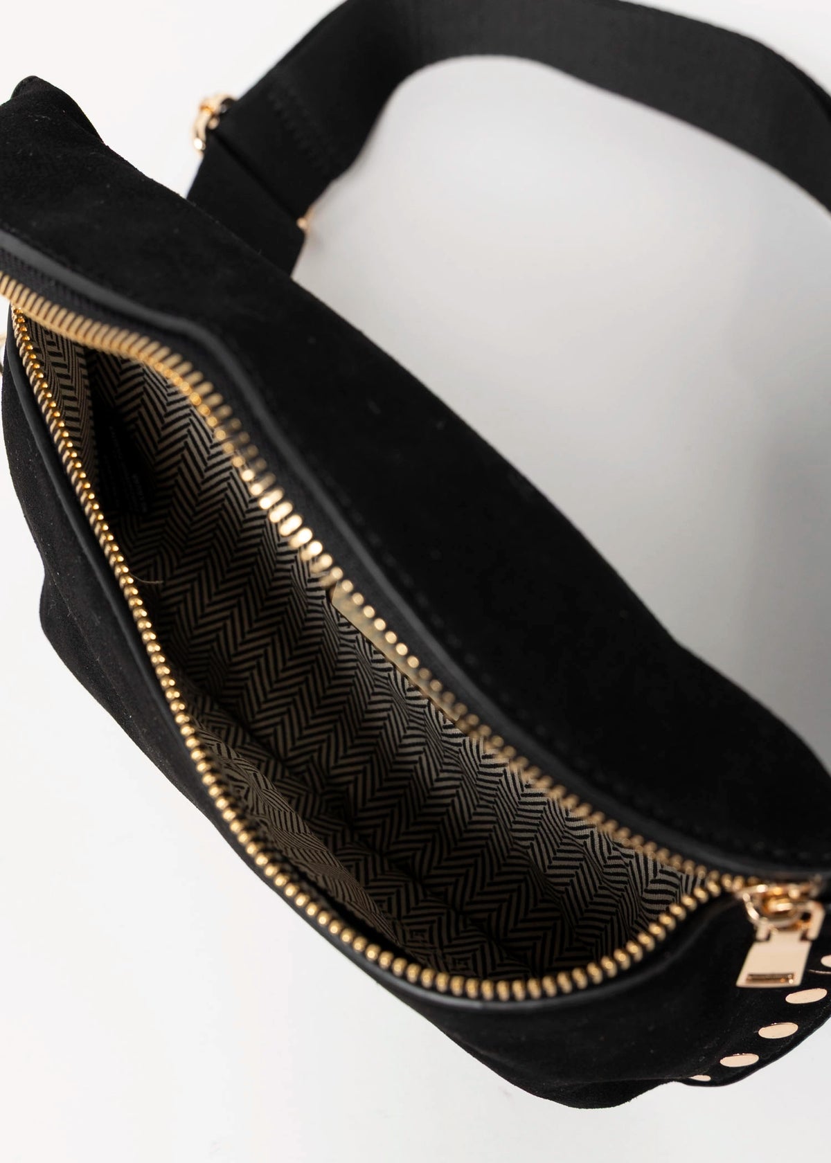 swatch_Black gizelle studded suede crossbody bag