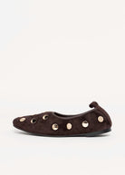 swatch_Chocolate Suede angel alarcon felicia studded flat
