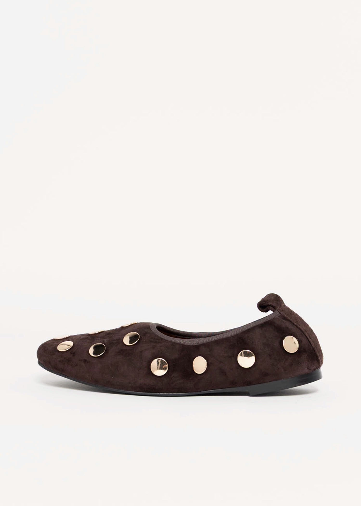 swatch_Chocolate Suede angel alarcon felicia studded flat
