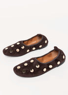 swatch_Chocolate Suede angel alarcon felicia studded flat