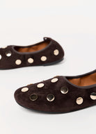 swatch_Chocolate Suede angel alarcon felicia studded flat