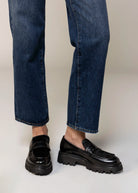 swatch_Black Leather l'idea italian leather lug sole loafer