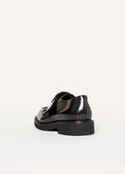 swatch_Black Leather buckle loafer shoes