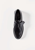 swatch_Black Leather buckle loafer shoes