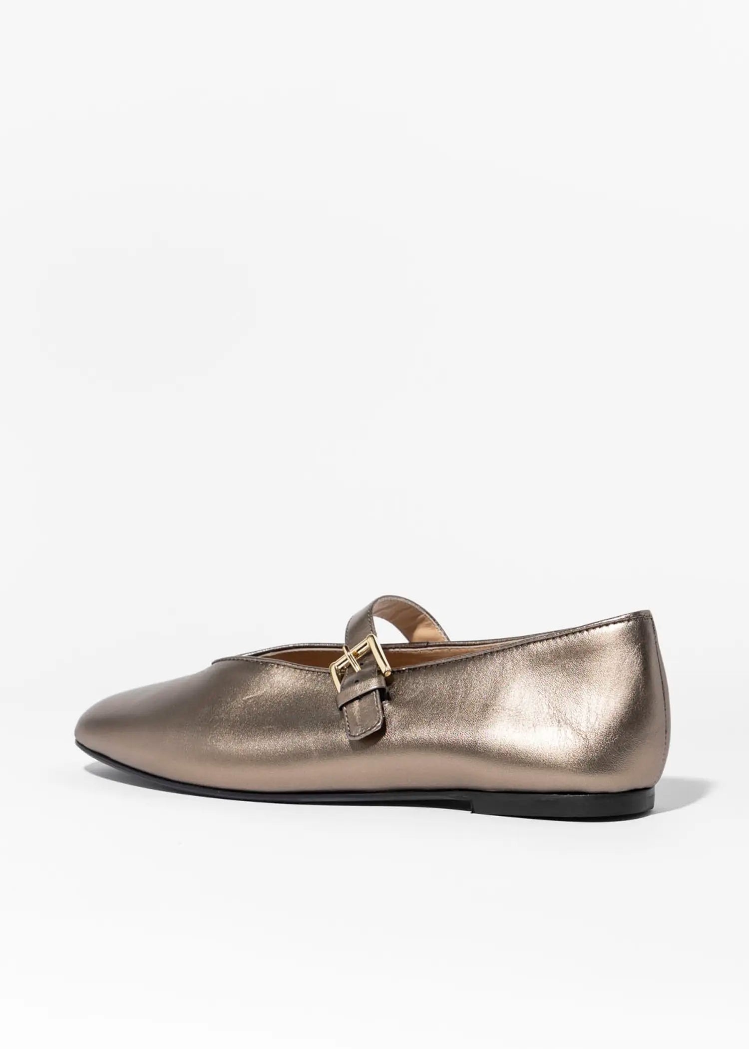 swatch_bronze leather leather mary jane flat shoes