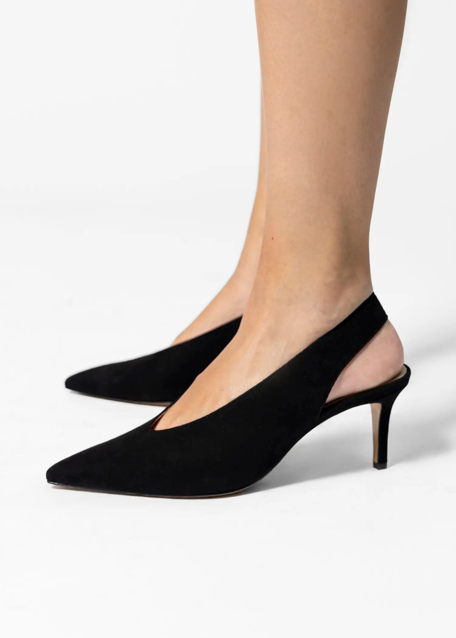swatch_black suede lupin slingback pump heels