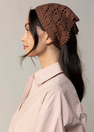 swatch_Brown crochet headscarf
