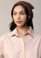 swatch_Brown crochet headscarf