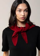 swatch_Red wool knit triangle scarf
