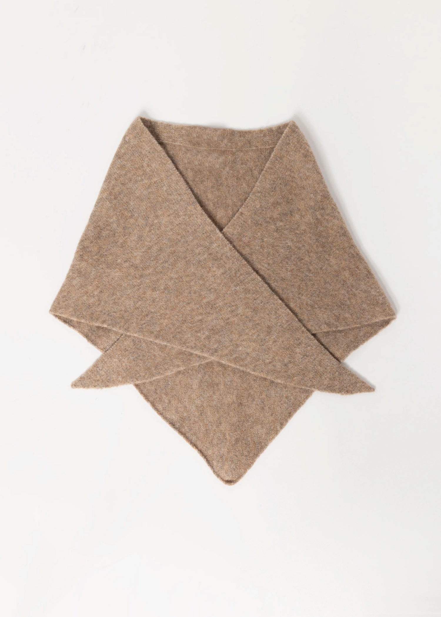 swatch_Brown wool knit triangle scarf