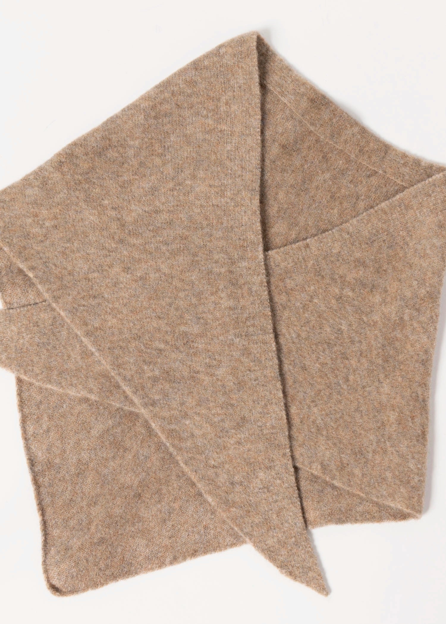 swatch_Brown wool knit triangle scarf