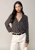 swatch_Black vintage print button down blouse