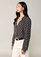 swatch_Black vintage print button down blouse