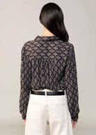 swatch_Black vintage print button down blouse