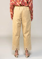 swatch_Camel wide leg embroidery pant