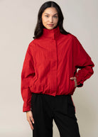 swatch_Red funnel neck windbreaker jacket
