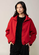 swatch_Red funnel neck windbreaker jacket