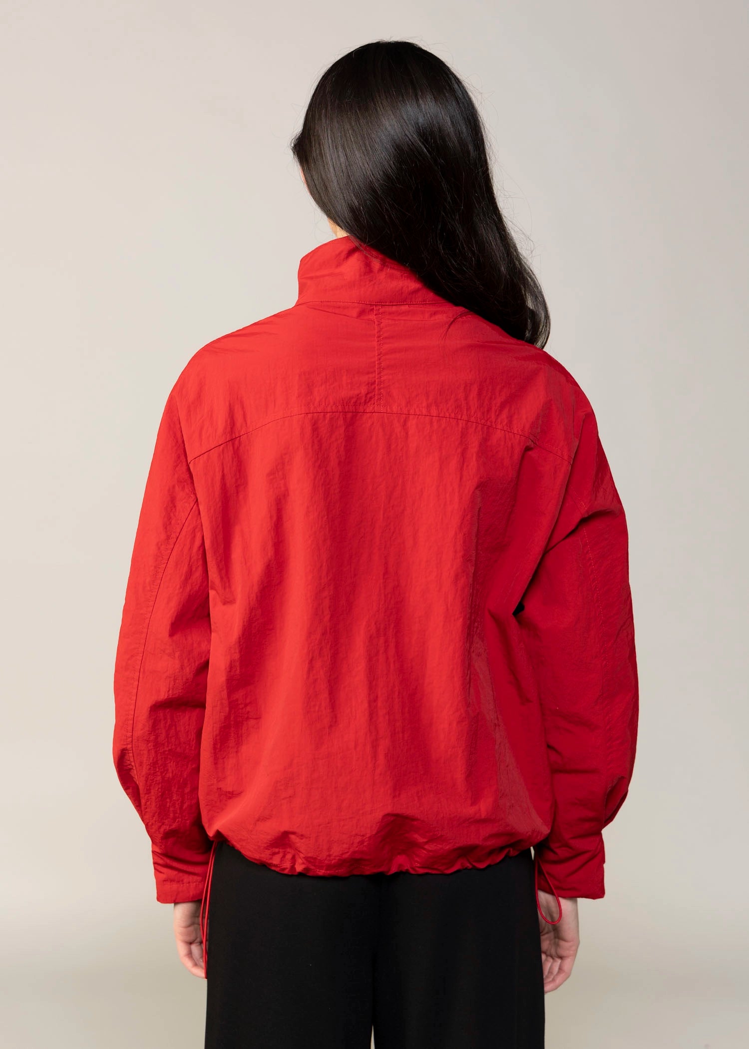 swatch_Red funnel neck windbreaker jacket
