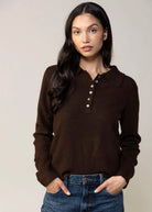 swatch_Chocolate kut from the kloth tassie polo sweater