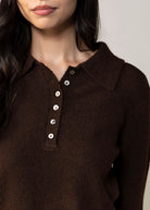 swatch_Chocolate kut from the kloth tassie polo sweater