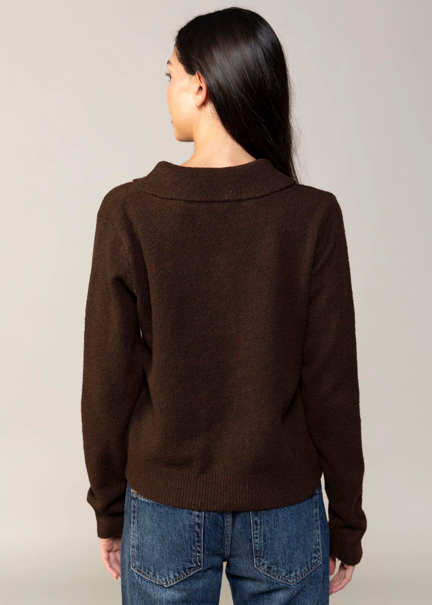 swatch_Chocolate kut from the kloth tassie polo sweater