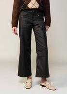 swatch_Matte Black kut from the kloth meg wide leg coated jean