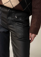 swatch_Matte Black kut from the kloth meg wide leg coated jean