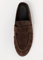 swatch_Espresso Suede tony bianco glacier ruched mule loafer