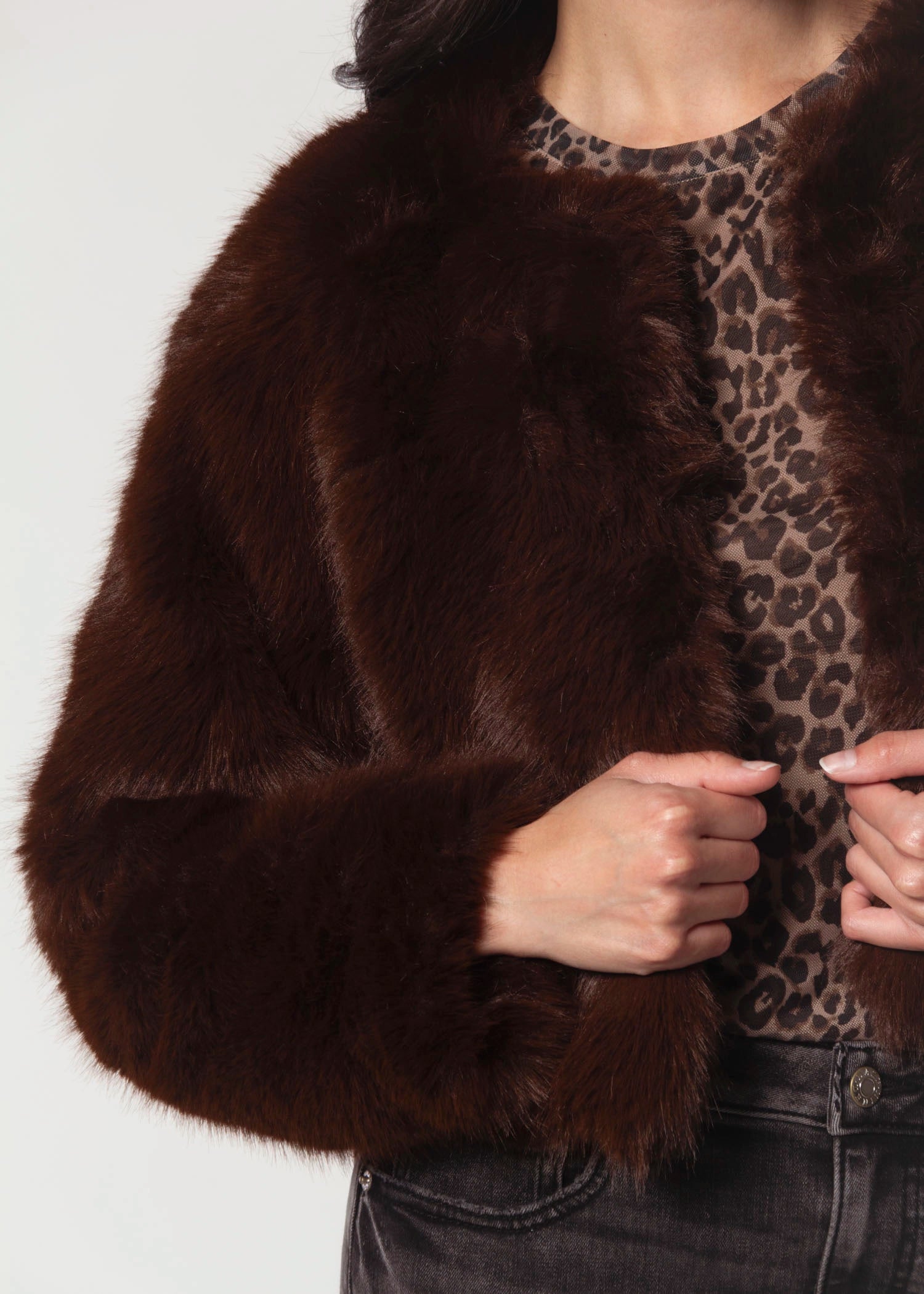 swatch_Brown Gala faux fur jacket jackets