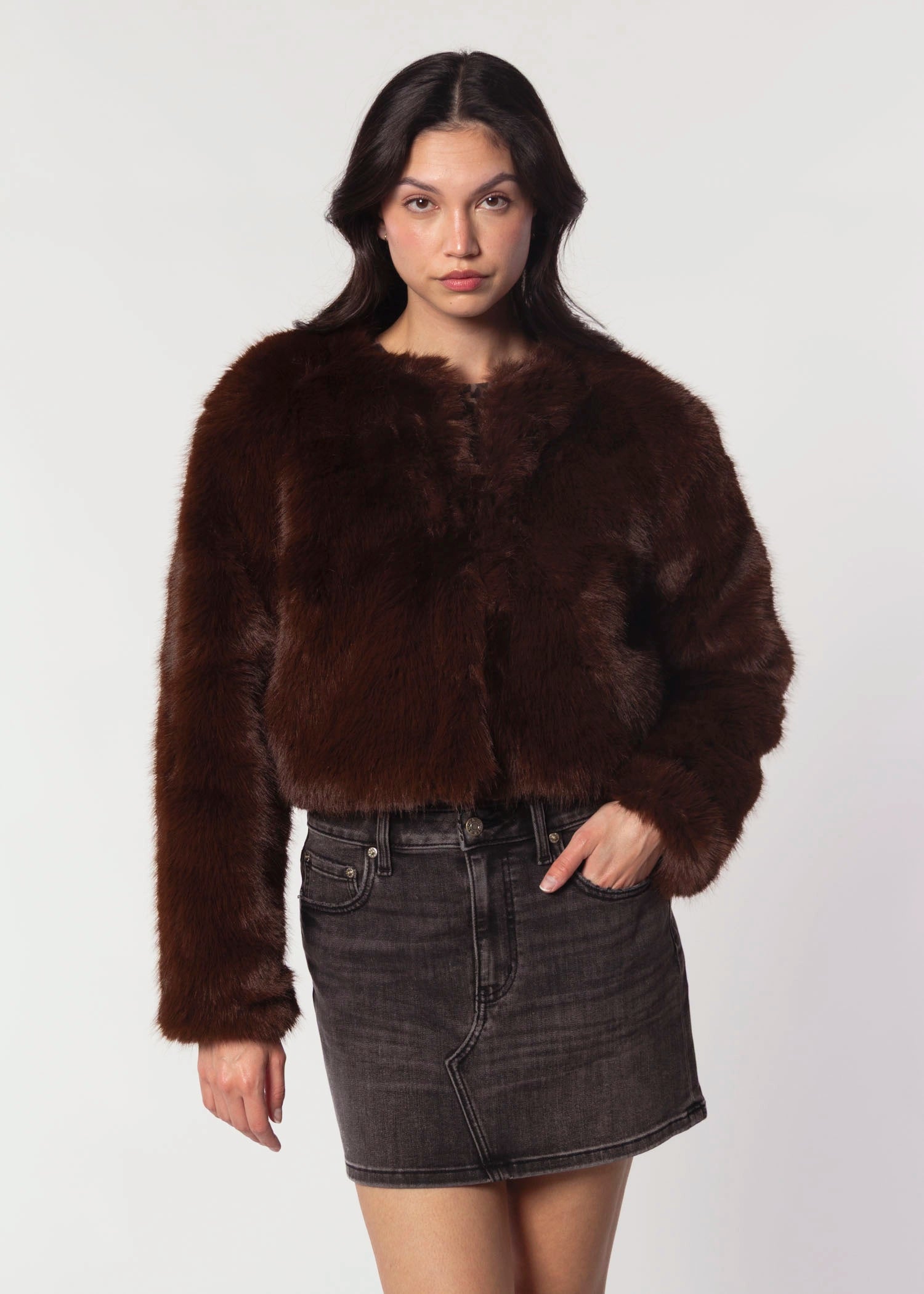 swatch_Brown Gala faux fur jacket jackets