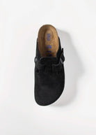 swatch_Black suede boston clog clogs
