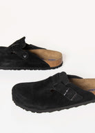 swatch_Black suede boston clog clogs
