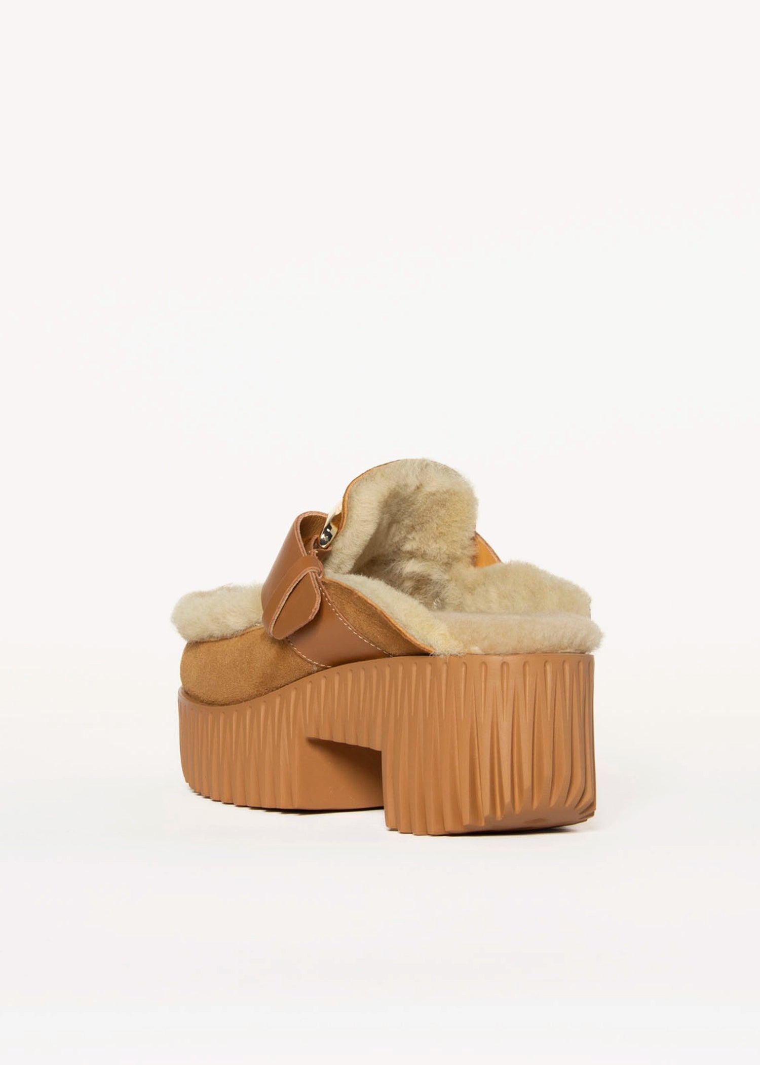 swatch_Camel plia amber shearling clog