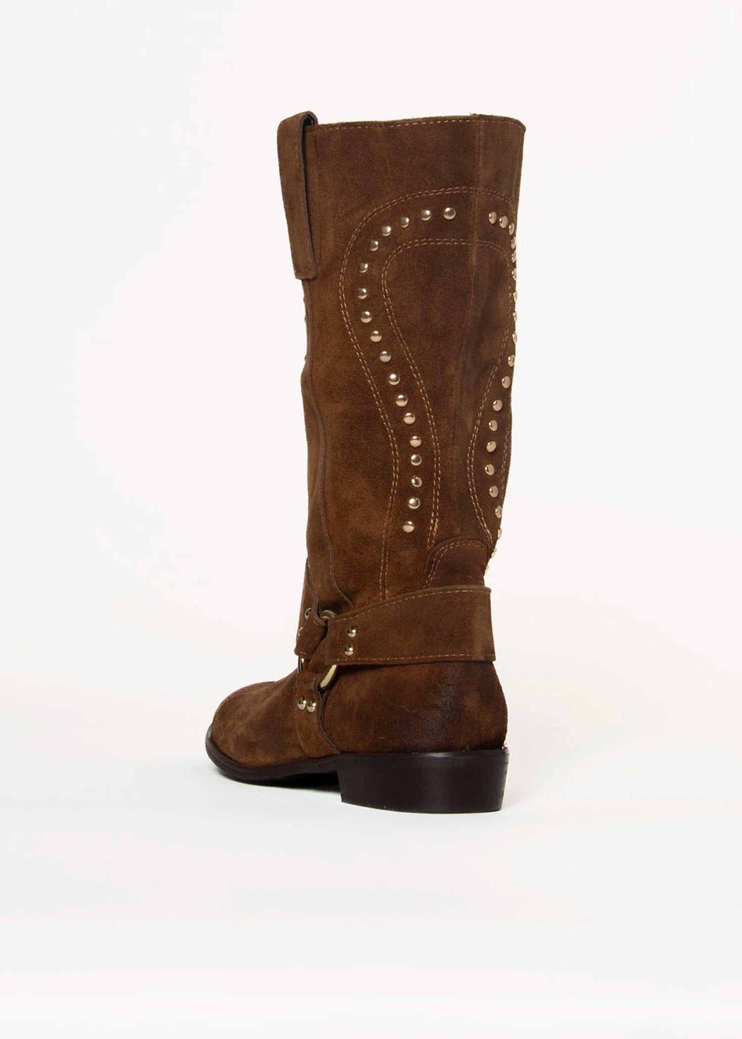 swatch_Brown Suede stud western boot shoes