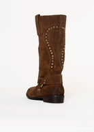 swatch_Brown Suede stud western boot shoes