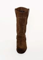 swatch_Brown Suede stud western boot shoes