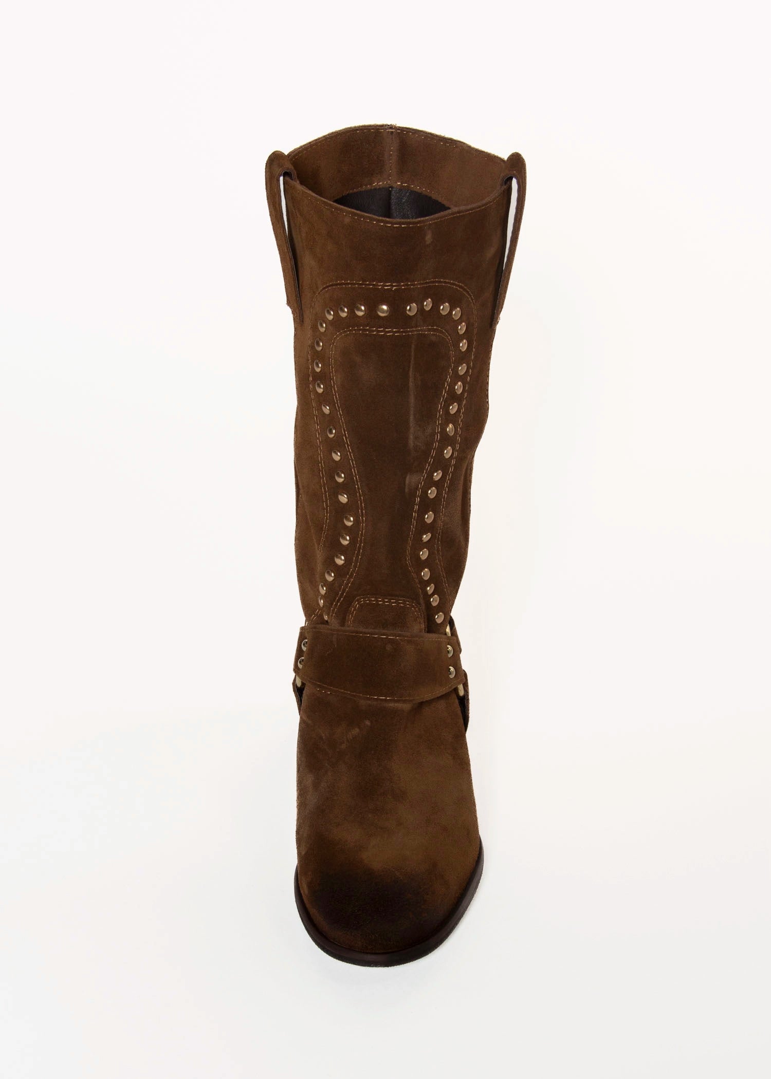 swatch_Brown Suede stud western boot shoes