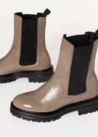 swatch_Taupe Patent lug sole chelsea boot shoes