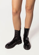 swatch_Black Patent lug sole chelsea boot shoes