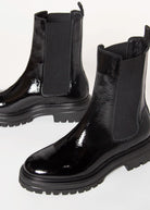 swatch_Black Patent lug sole chelsea boot shoes