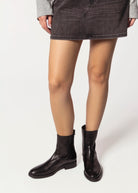 swatch_Black Leather ankle boot shoes