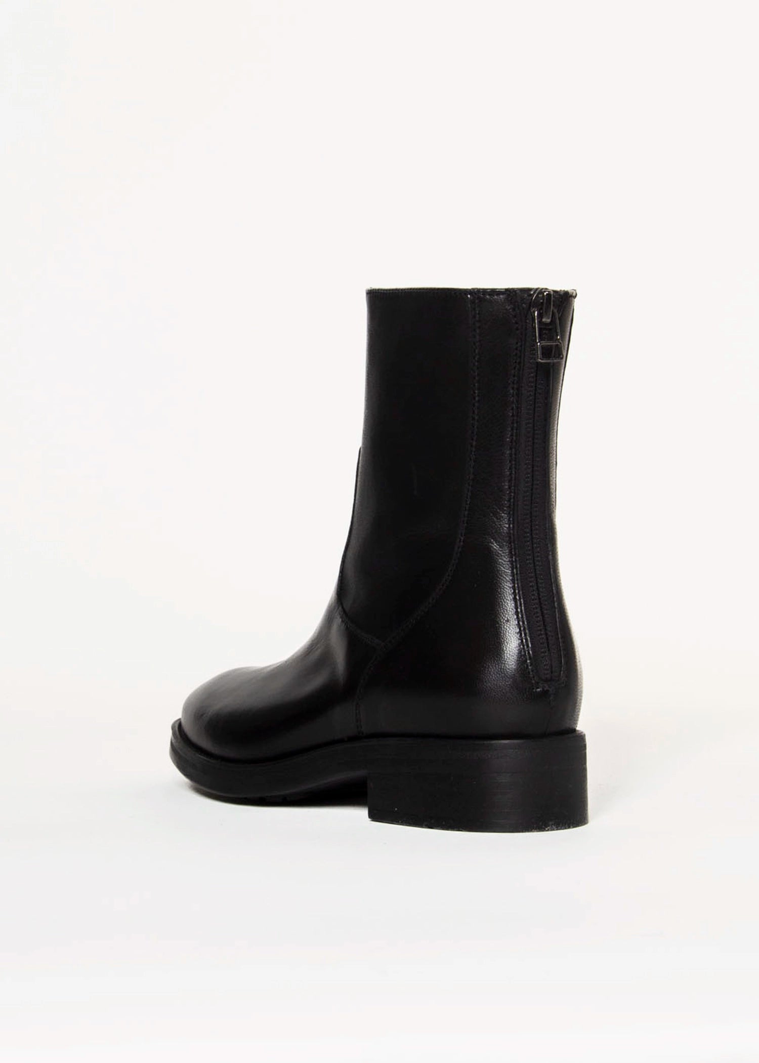 swatch_Black Leather ankle boot shoes