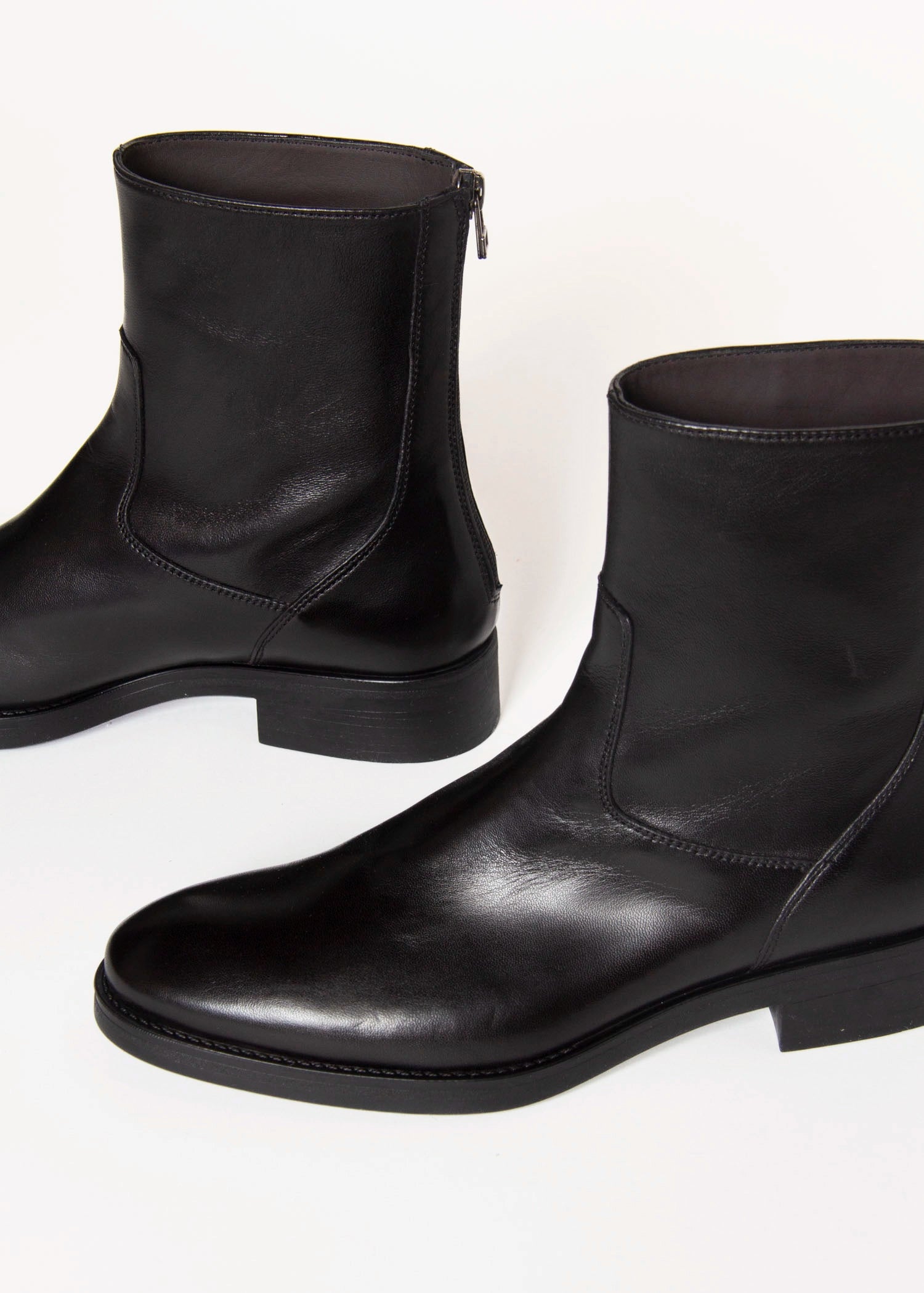 swatch_Black Leather ankle boot shoes