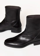 swatch_Black Leather ankle boot shoes