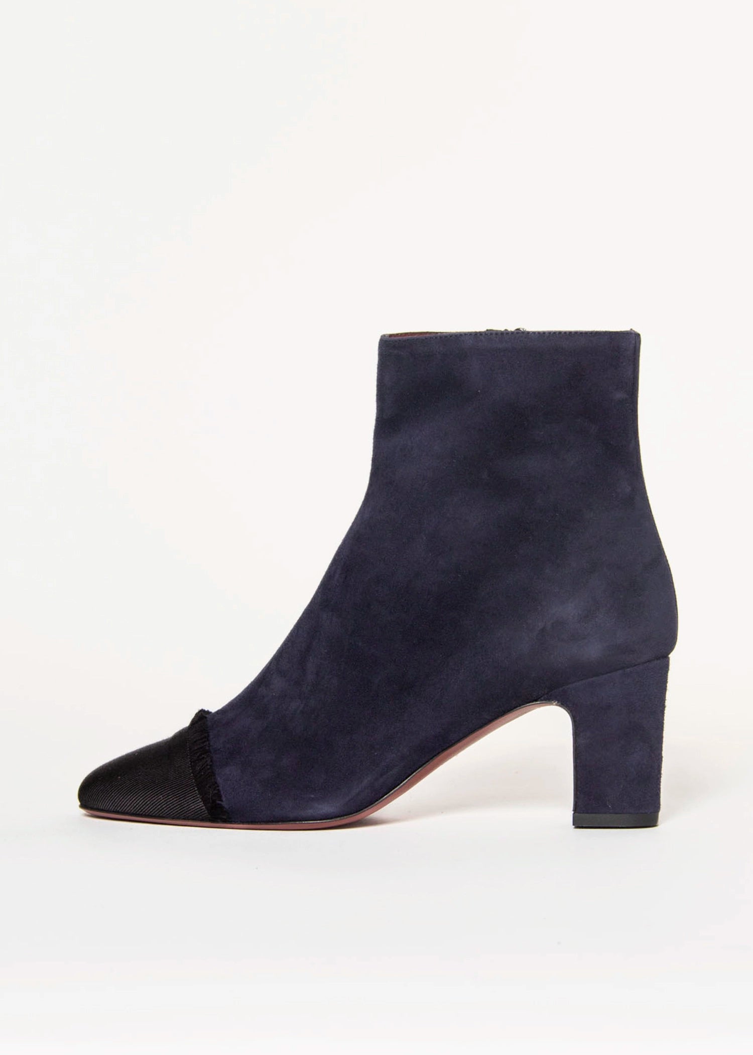 swatch_Navy Suede heeled ankle boot