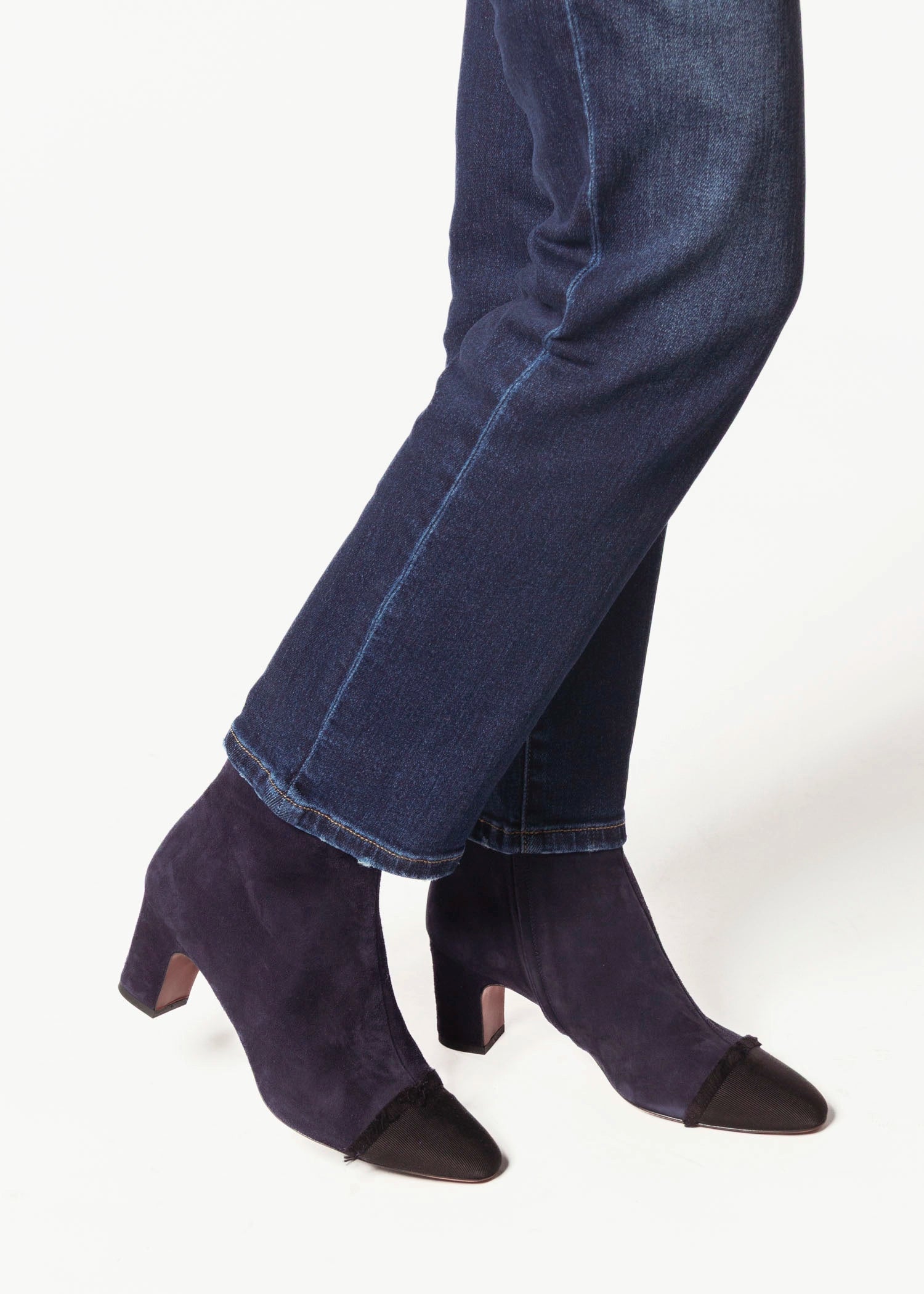 swatch_Navy Suede heeled ankle boot